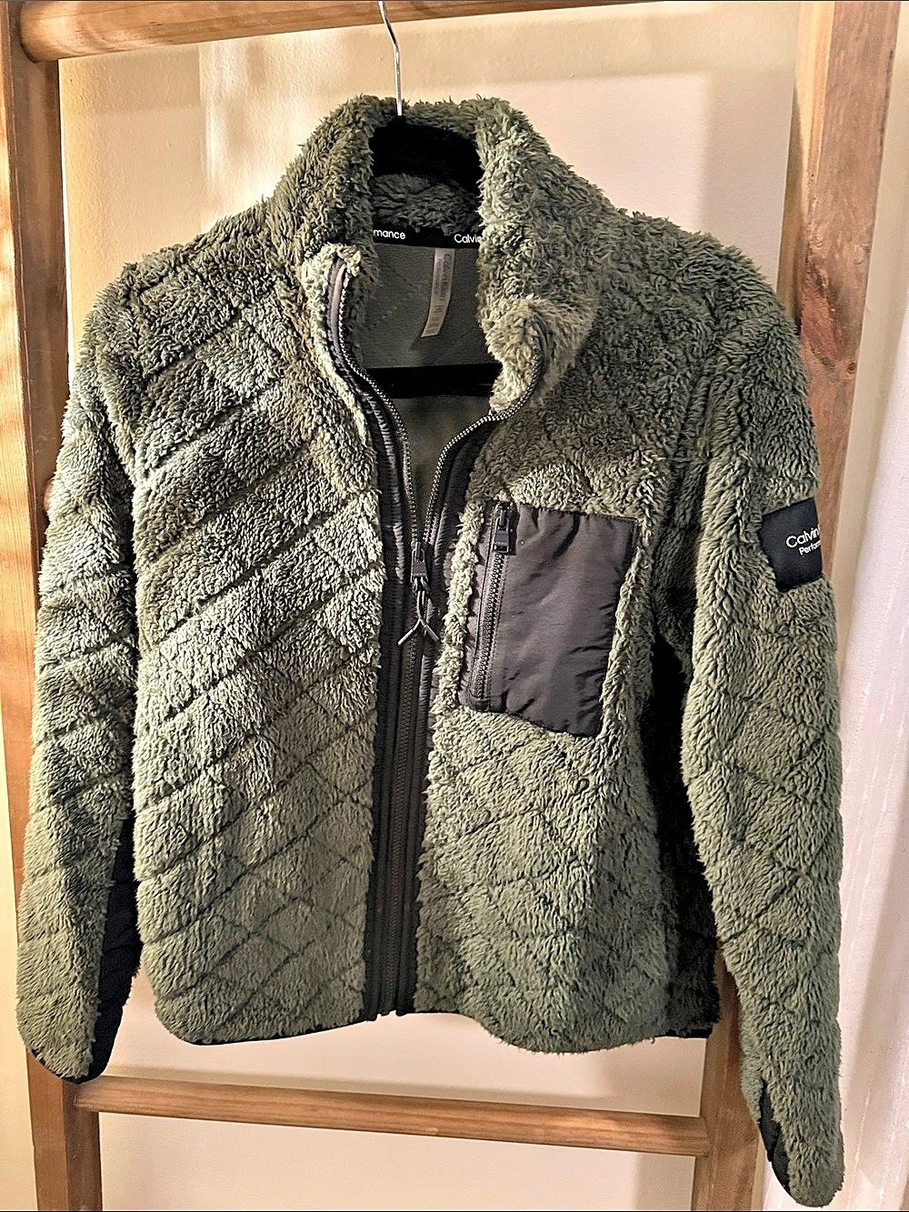 Calvin Klein Performance fleece jacket Fleece Jacket in Green & Black Size